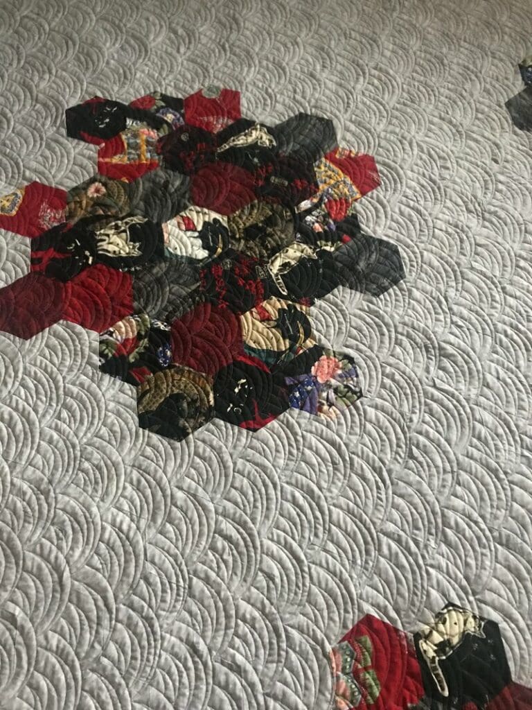 Final quilt top with folds quilted