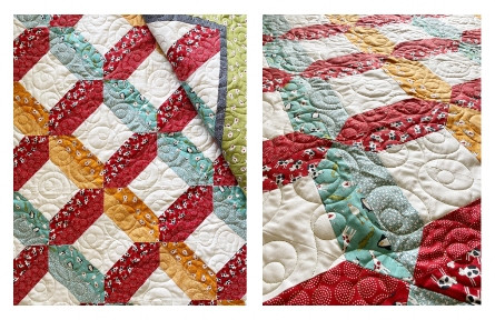 Double Loop quilting design for handling thick seams